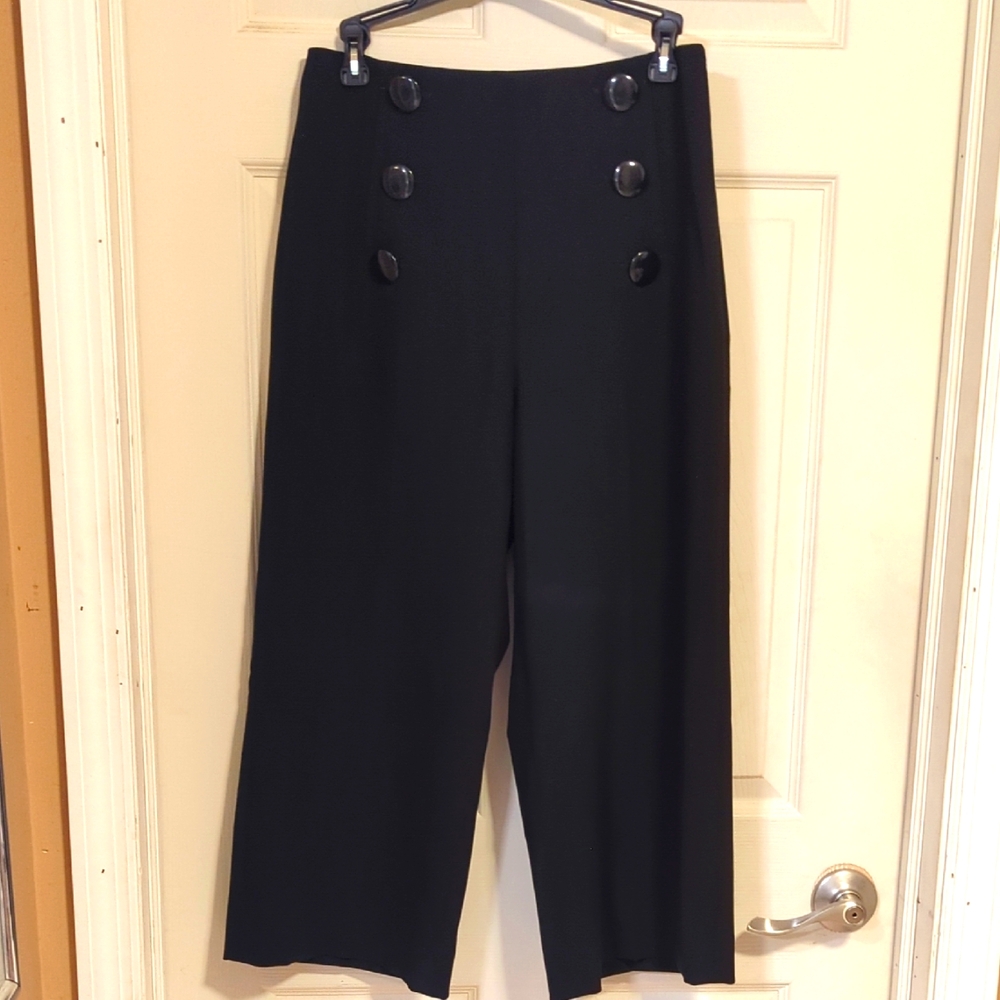 NWT Kate Spade Black Wide-Leg  Glynda Culotte Sail Away Style  Pants Size 4